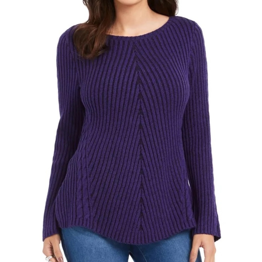 Style & Co Chevron Knit Purple Sweater